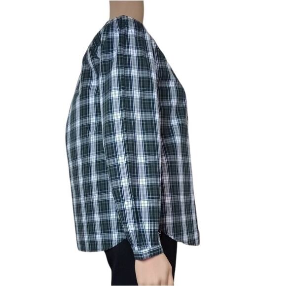 J. CREW Embellished Shirt Forest Tarten Green Black Button Down - Picture 2 of 6